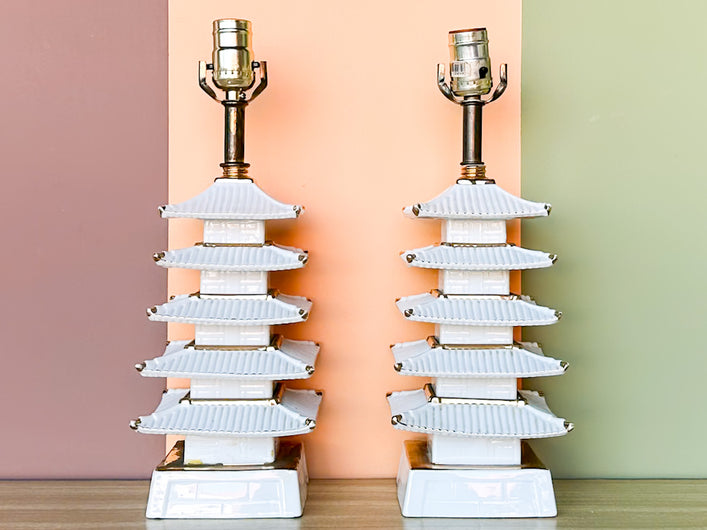 Pair of Petite Pagoda Lamps