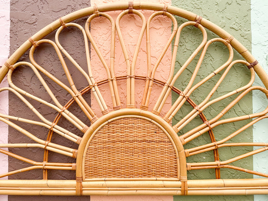 Sunburst Rattan Queen Headboard