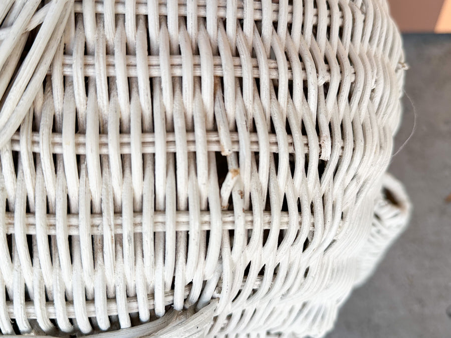 White Wicker Elephant Garden Seat