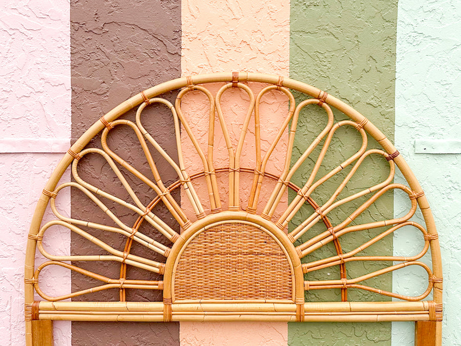 Sunburst Rattan Queen Headboard