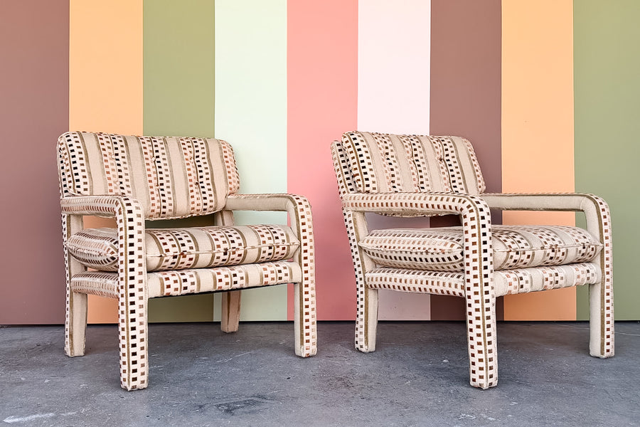 Pair of Parsons Style Upholstered Chairs