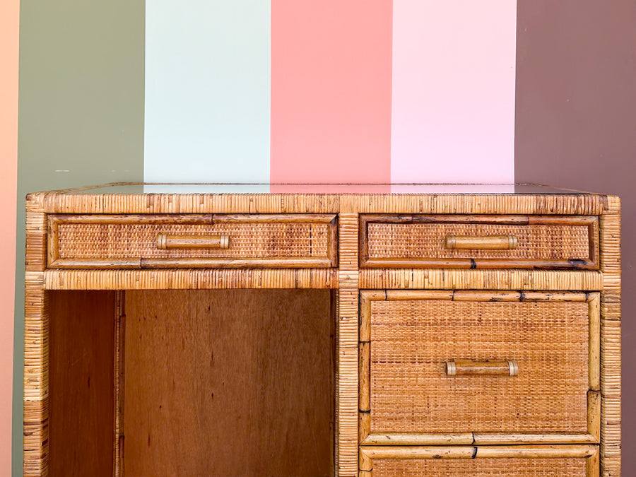 Coastal Rattan Wrapped Desk