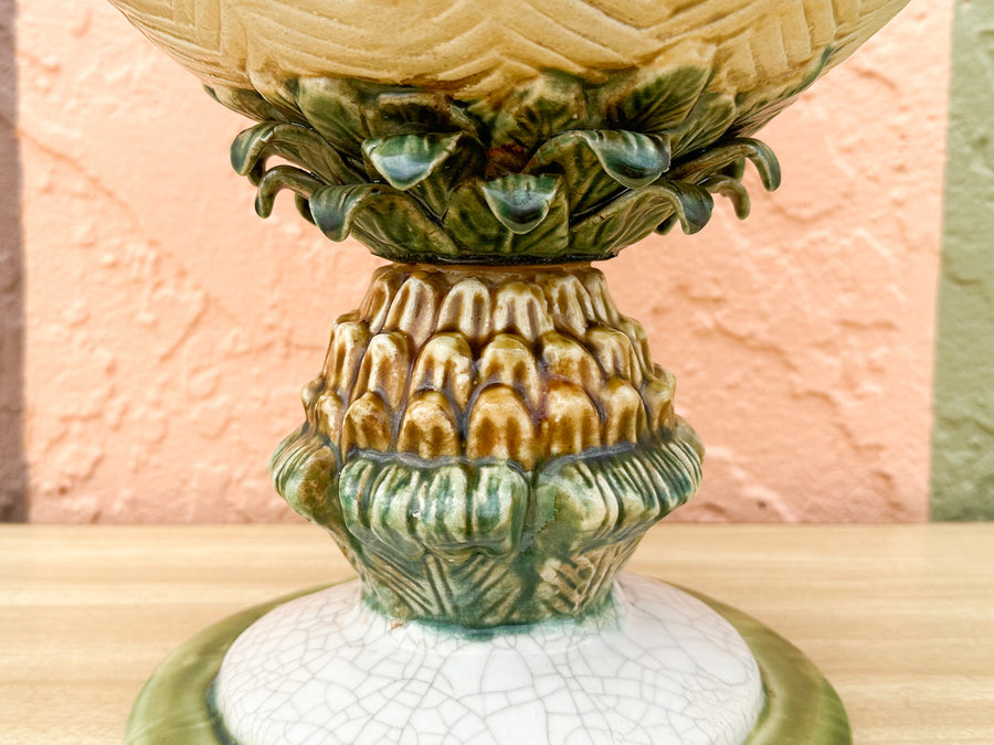 Majolica Pineapple Pedestal Bowl