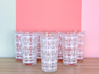 Set of Eight White Lace Glassware