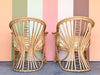 Pair of Cute Coastal Rattan Accent Chairs