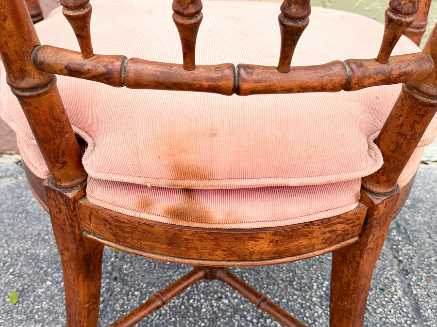 Set of Six Handsome Faux Bamboo Dining Chairs