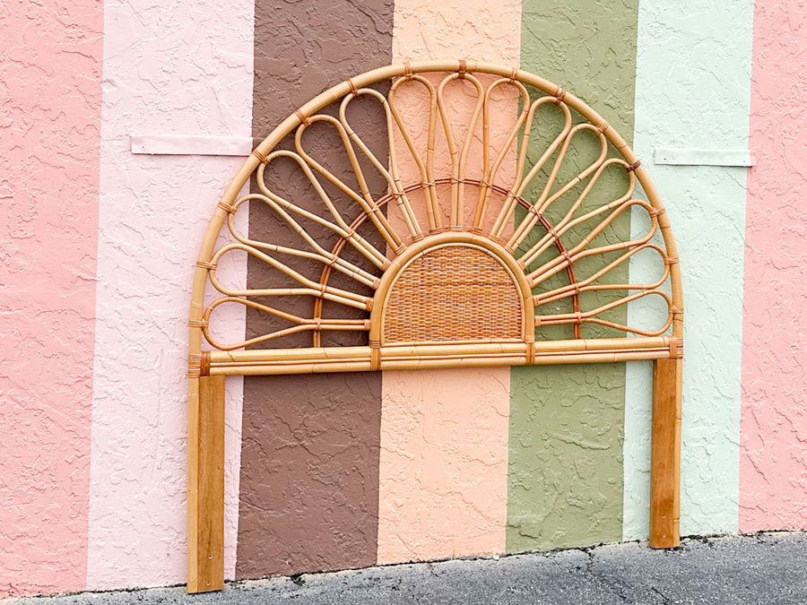 Sunburst Rattan Queen Headboard