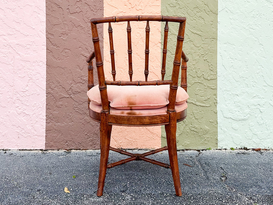 Set of Six Handsome Faux Bamboo Dining Chairs