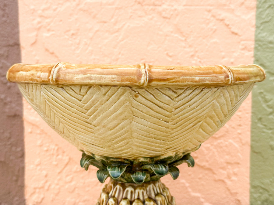 Majolica Pineapple Pedestal Bowl