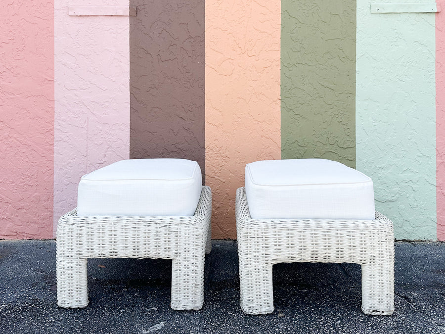 Pair of Wicker Chic Ottomans