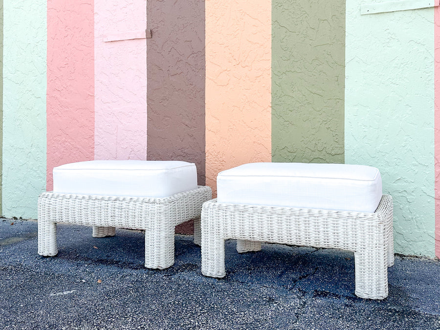 Pair of Wicker Chic Ottomans