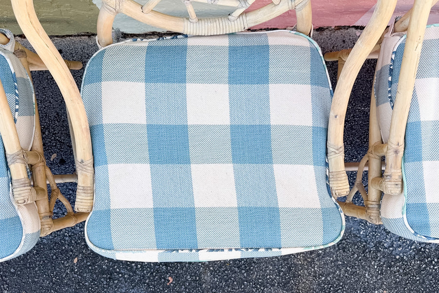Set of Six Cracked Ice Rattan Dining Chairs
