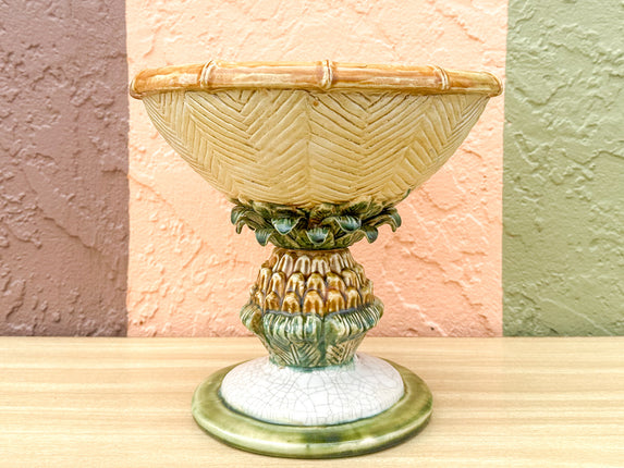 Majolica Pineapple Pedestal Bowl