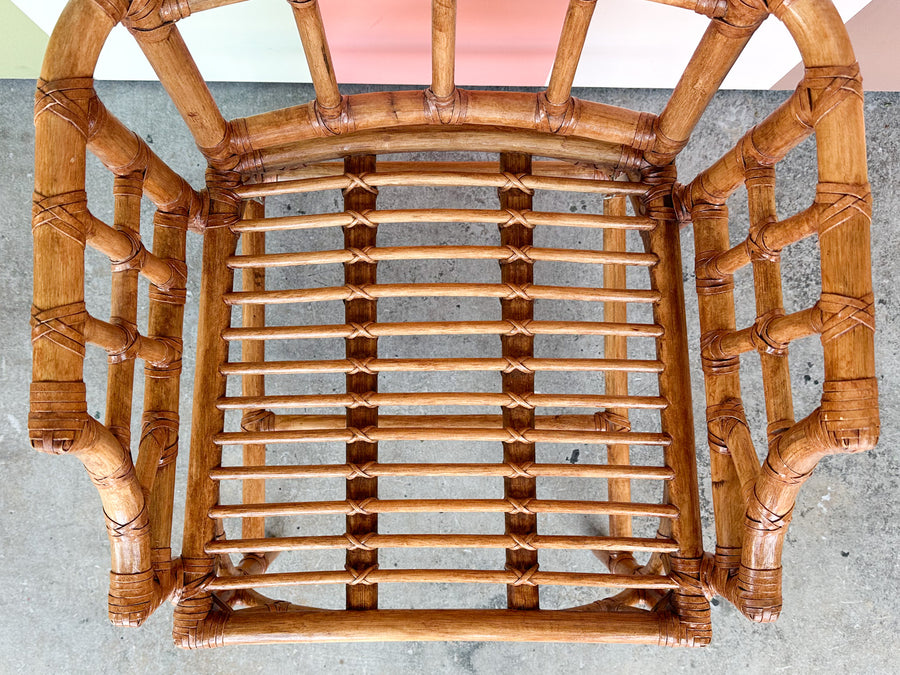 McGuire Style Rattan Cathedral Arm Chair