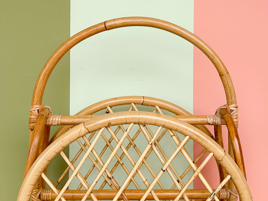 Pretzel Rattan Magazine Rack
