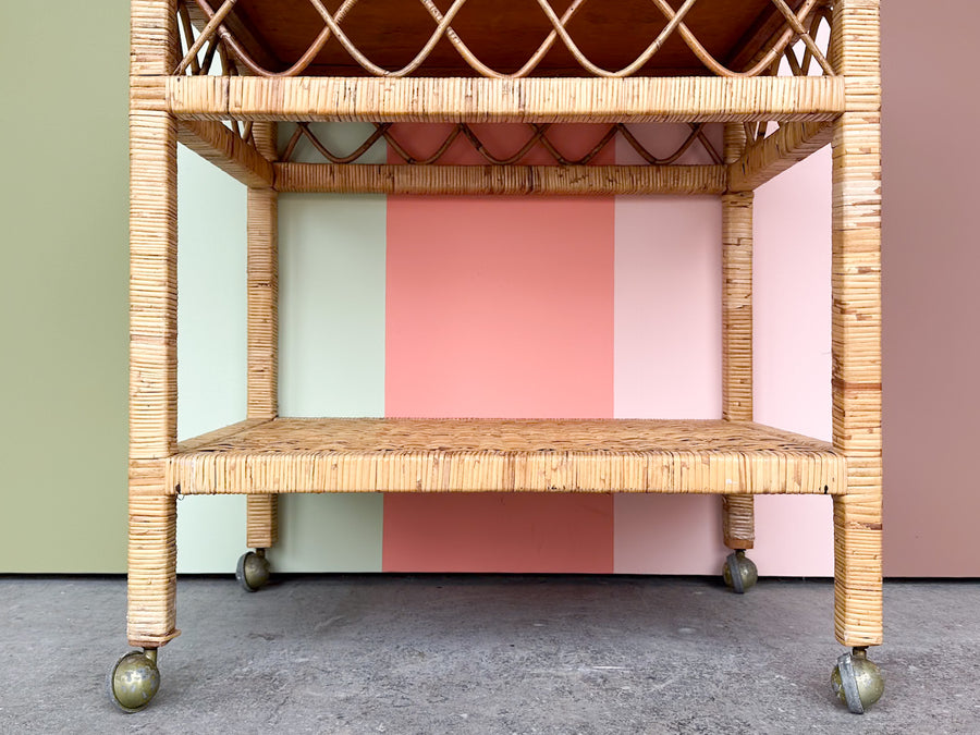Rattan Wrapped Cart