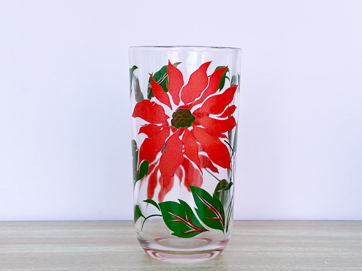Set of Six Poinsettia Glassware