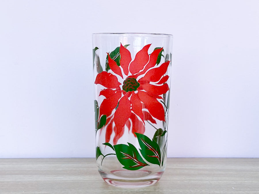 Set of Six Poinsettia Glassware
