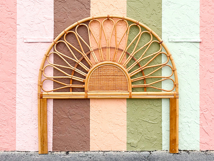 Sunburst Rattan Queen Headboard