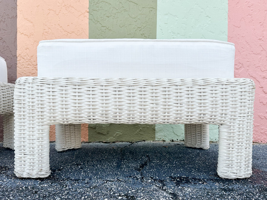 Pair of Wicker Chic Ottomans