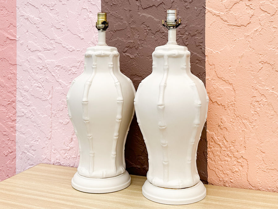 Pair of Palm Beach Style Faux Bamboo Lamps