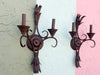 Pair of Metal Palm Leaf Wall Sconces