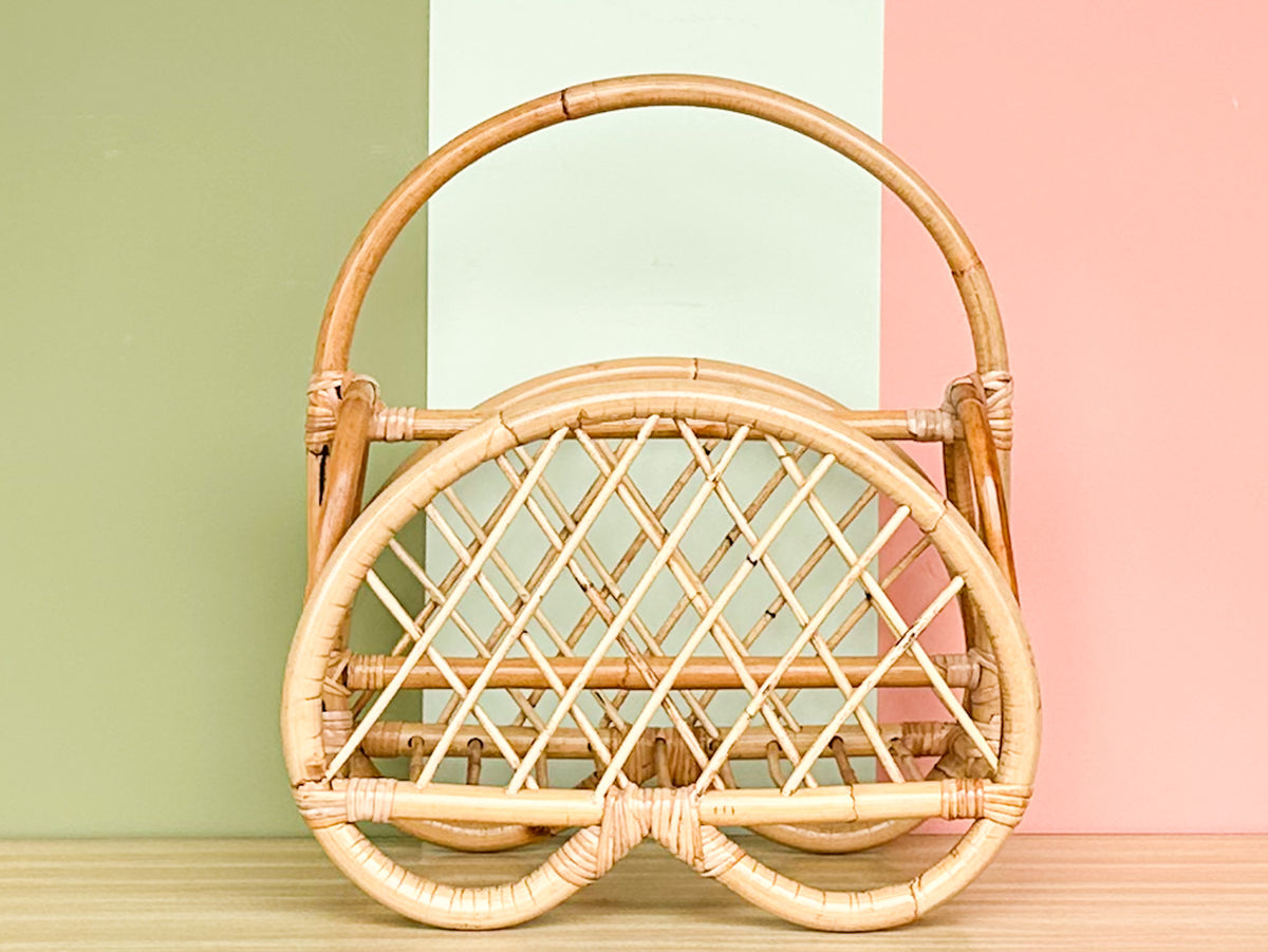 Pretzel Rattan Magazine Rack