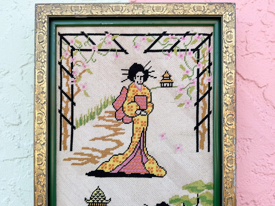 Happy Geisha Needlepoint Art