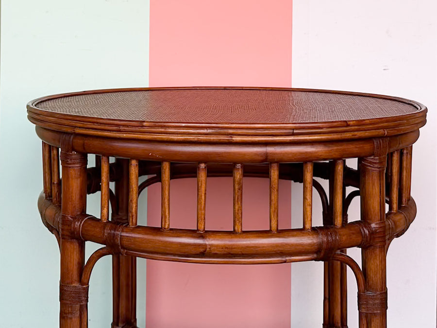 Handsome Round Rattan Side Table