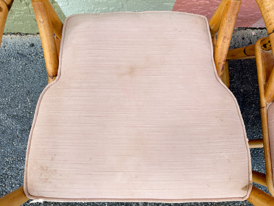 Set of Six Old Florida Rattan and Cane Dining Chairs