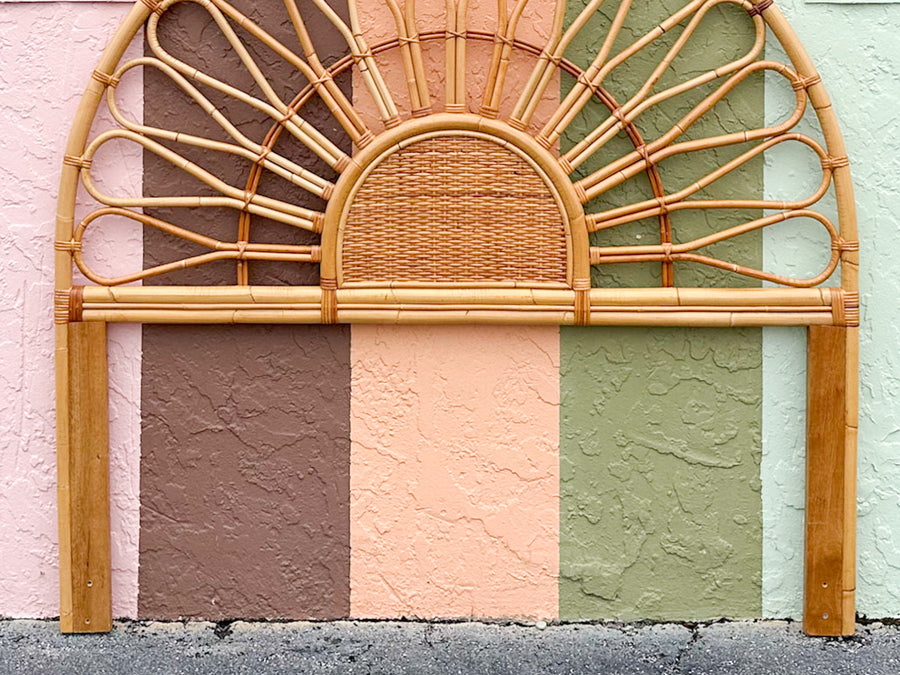 Sunburst Rattan Queen Headboard