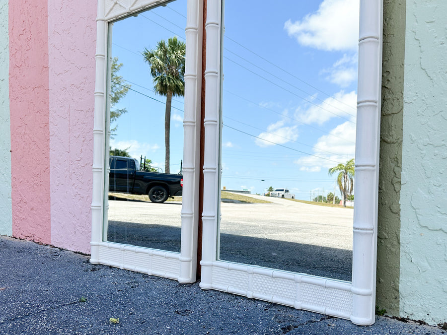 Pair of Faux Bamboo Omega Mirrors