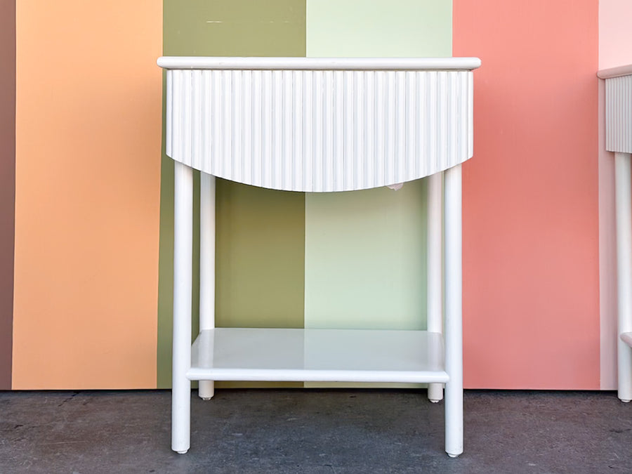 Pair of Custom Wood and Rattan Painted Nightstands