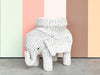 White Wicker Elephant Garden Seat