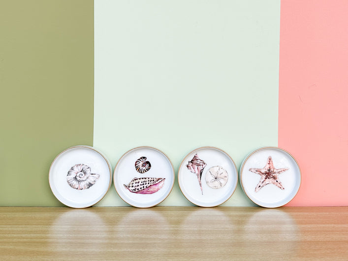 Set of Four Decoupage Shell Coasters