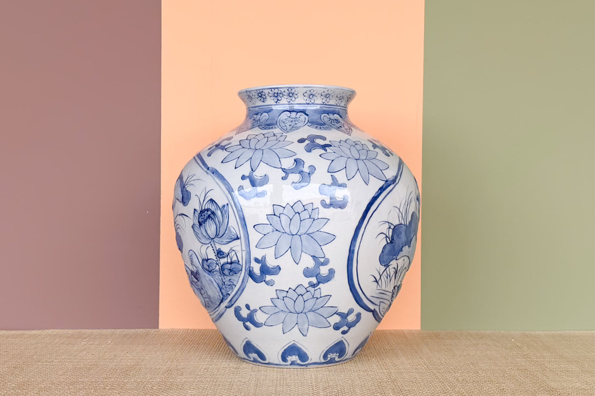 Blue and White Chinoiserie Vase
