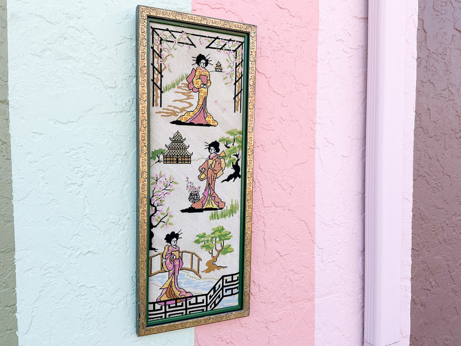 Happy Geisha Needlepoint Art