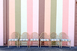 Set of Six Cracked Ice Rattan Dining Chairs