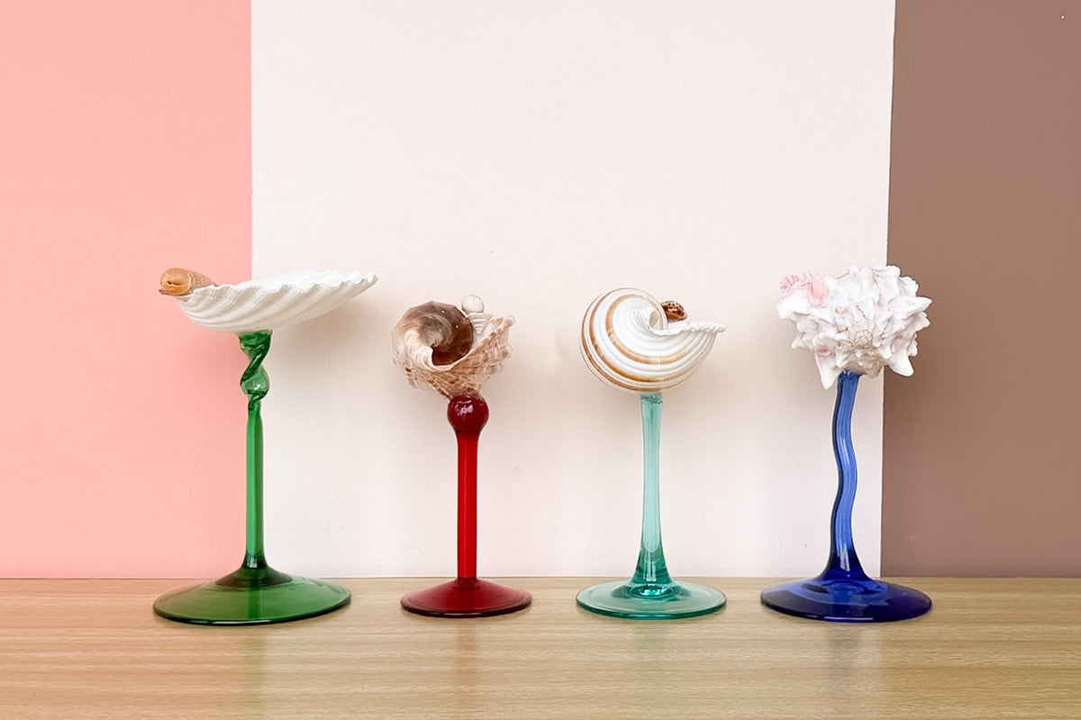 Set of Four Colorful Shell Chic Coupes