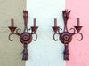 Pair of Metal Palm Leaf Wall Sconces
