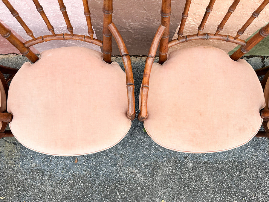 Set of Six Handsome Faux Bamboo Dining Chairs