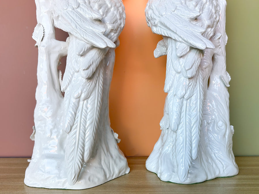 Pair of Large Porcelain Parrot Lamps
