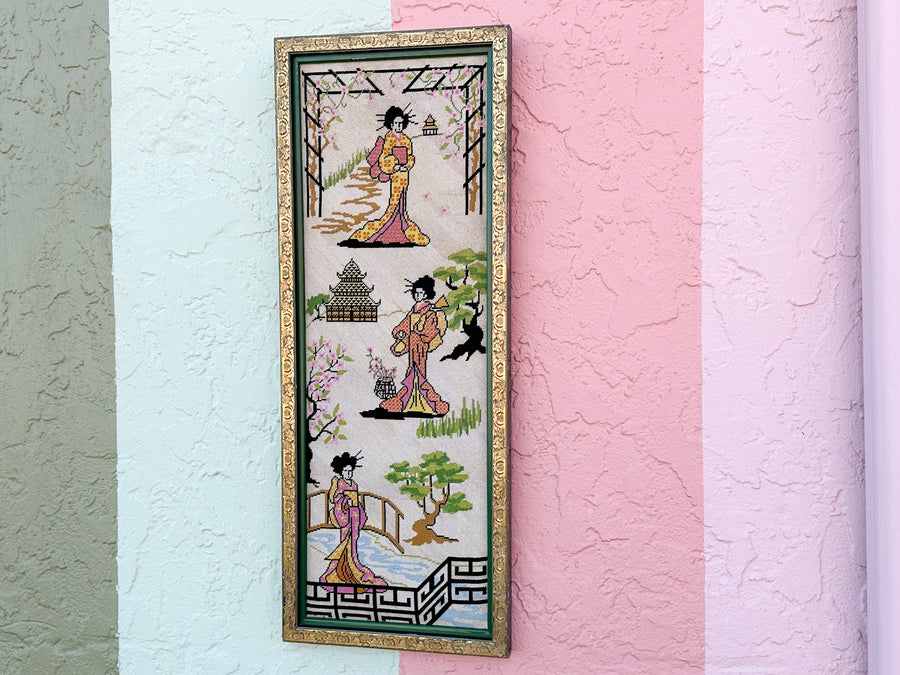 Happy Geisha Needlepoint Art