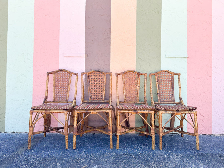 Tortoiseshell Rattan and Cane Dining Set