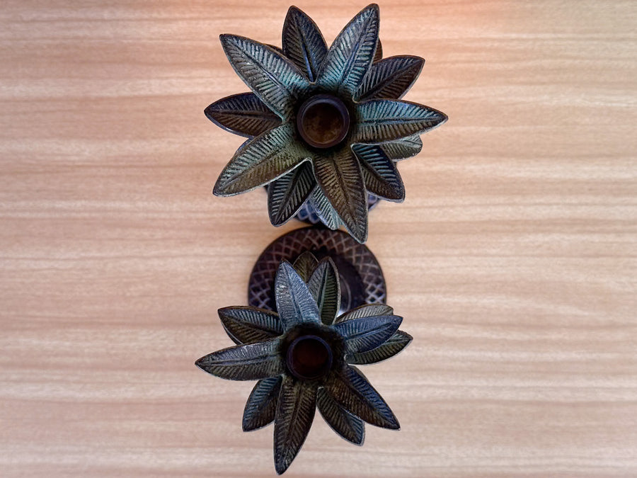 Pair of Metal Palm Tree Candle Holders
