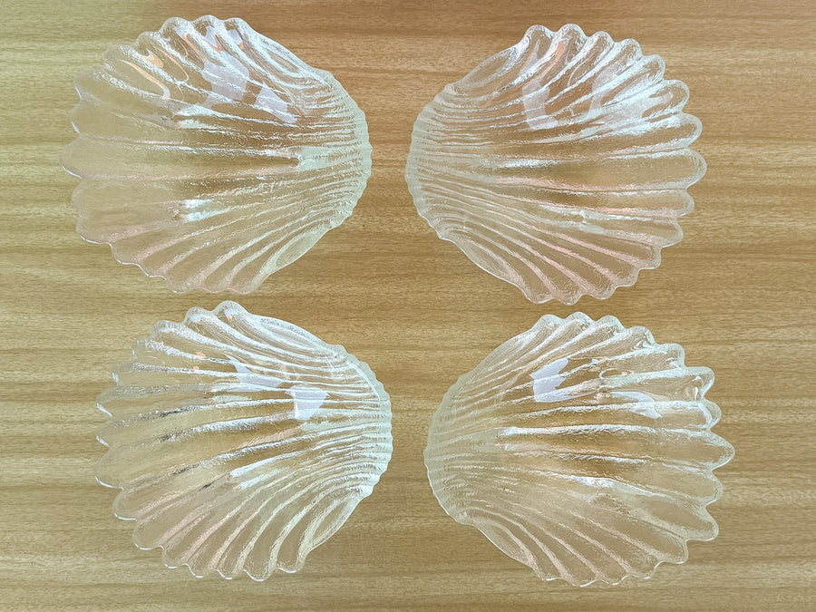 Set of Eight Pressed Glass Shell Bowls