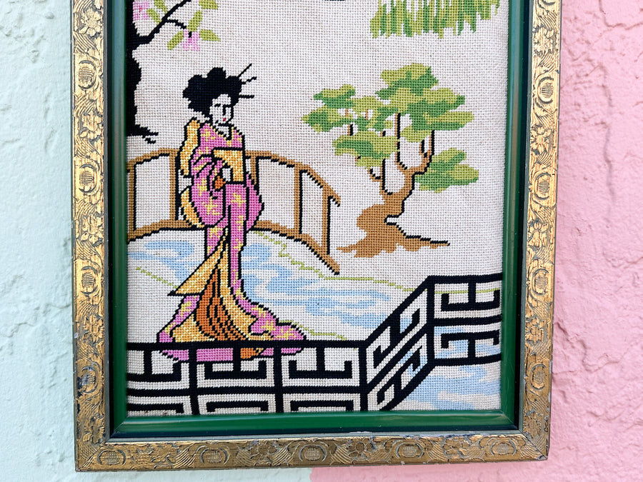 Happy Geisha Needlepoint Art