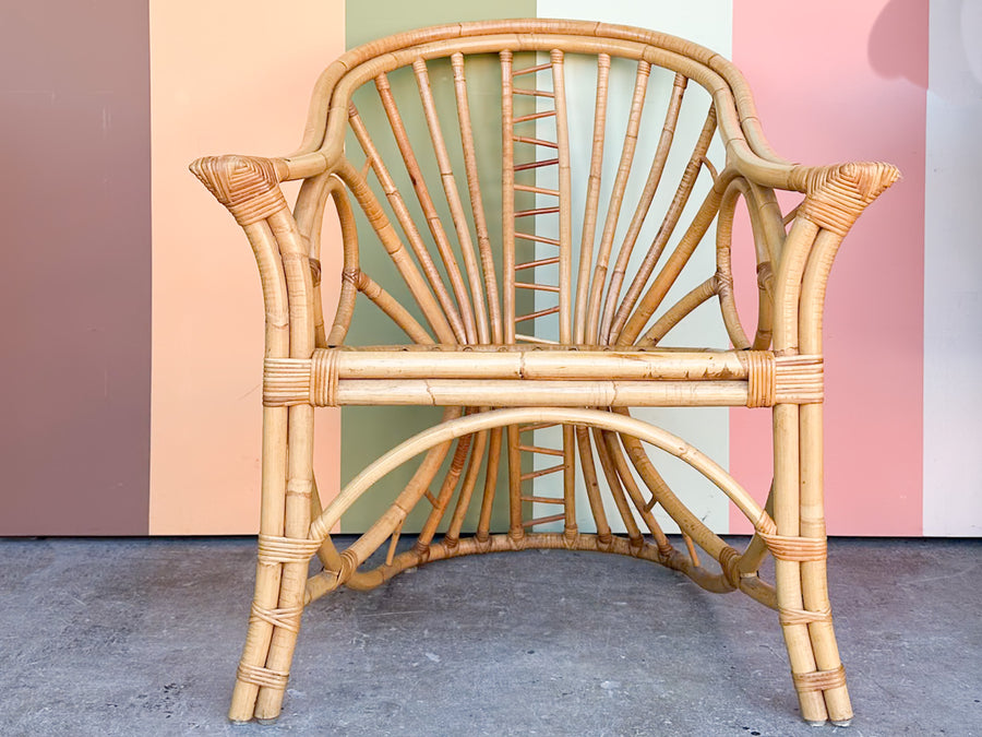 Pair of Cute Coastal Rattan Accent Chairs