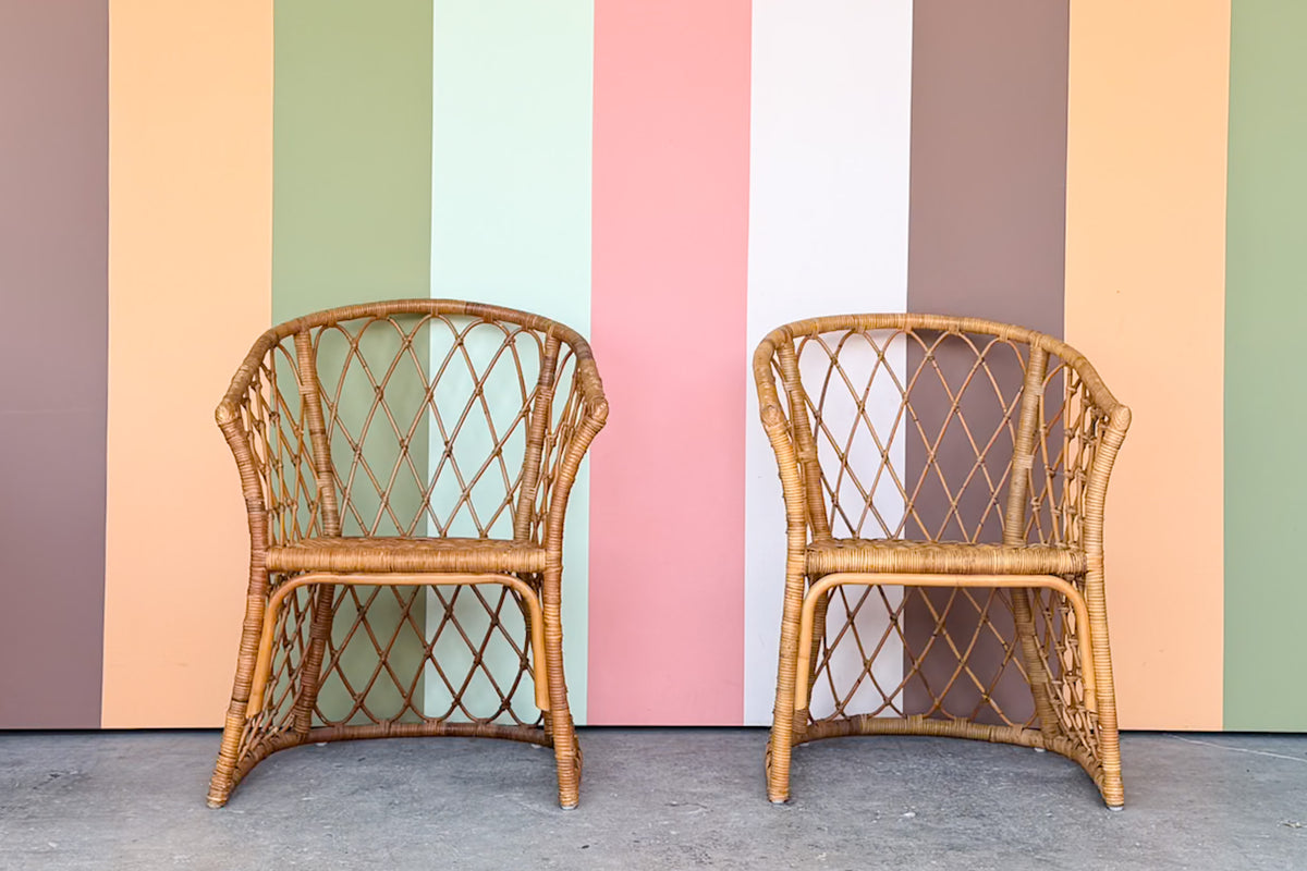 Pair of Rattan Barrel Chairs