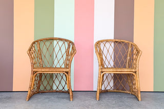 Pair of Rattan Barrel Chairs